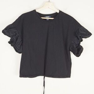 Anthropologie Black Ruffle Sleeve Tee